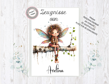 zauberhafte Zeugnismappe Sammelmappe Waldelfe Wald Elfe Name personalisiert  Einschulung Schulkind Zeugnisse Lüttentüddel®